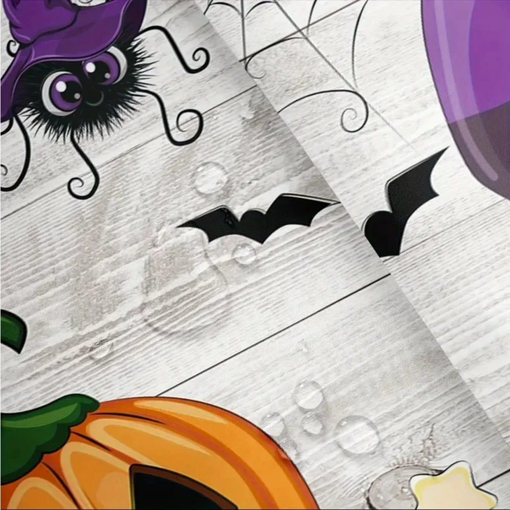 Cute Black‎ Cat Halloween Shower Curtain With Hooks For Bathroom Decoration